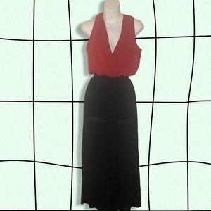 Red and Black Wide-Leg Pantsuit